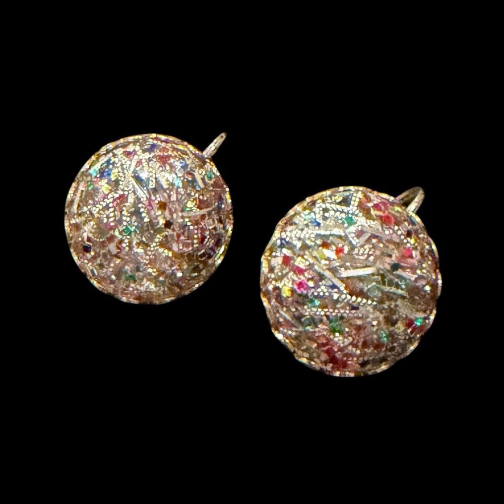 Vintage 1959 Sarah Coventry Confetti Lucite Clip On Earrings Multicolor SAC